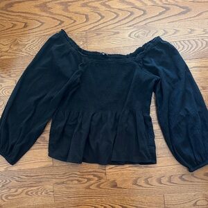 Madewell Black Off-Shoulder Smocked Peplum Blouse - Women